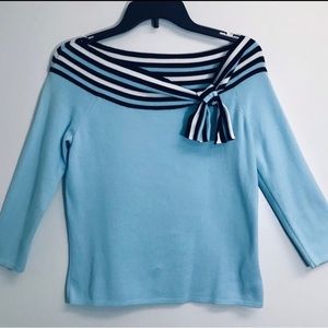 Blue pullover boat neck knitted sweater SMALL Designer Originals READ !